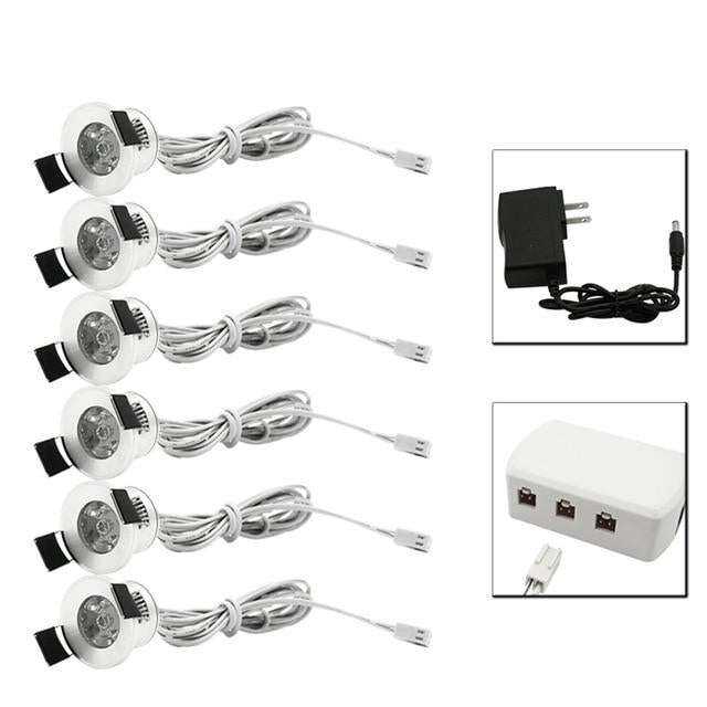 Mini LED Spot Downlights Dimmable Lamp Set Remote Controller Ceiling Recessed 1.5W 27mm Hole Silvery Cabinet Lights