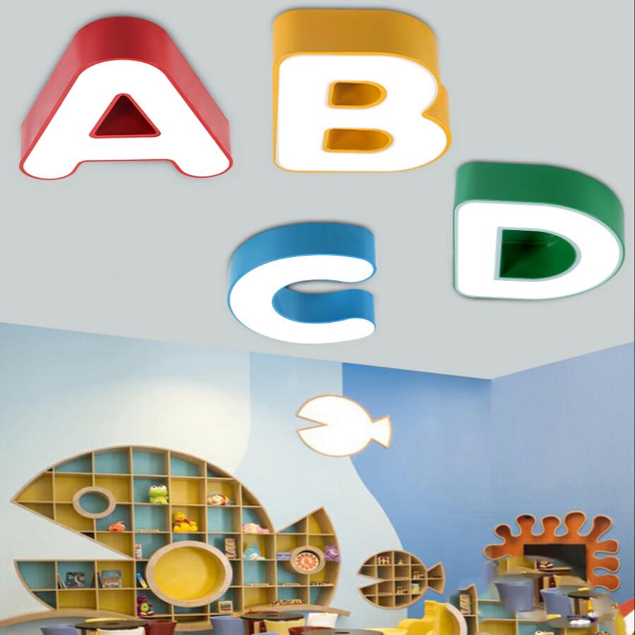 Modern Ceiling LED Lamp The Letter Metal Ironware Acrylic Colorful Iron Light Children Bedroom Indoor Lightings Light Fixture