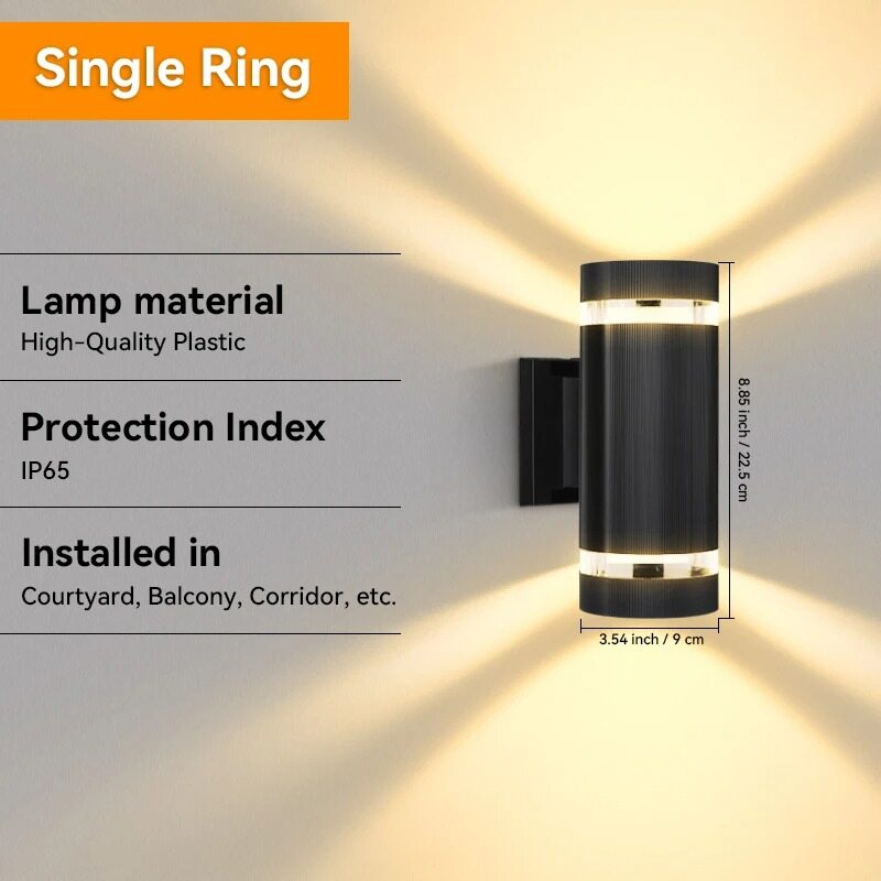 Replaceable Bulb Wall Light Outdoor LED Wall Lamp Up Down Porch Light Waterproof Exterior Sconce Light for Balcony Garden Stair