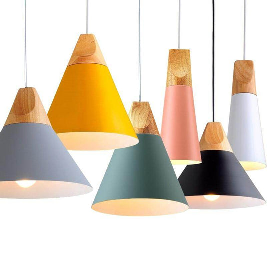 Nordic LED Pendant Lights Dining Room Pendant Lamp Modern Colorful Restaurant Kitchen Coffee Bedroom Loft Hanglamp Wood E27