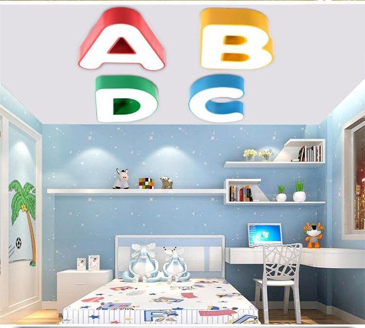 Modern Ceiling LED Lamp The Letter Metal Ironware Acrylic Colorful Iron Light Children Bedroom Indoor Lightings Light Fixture