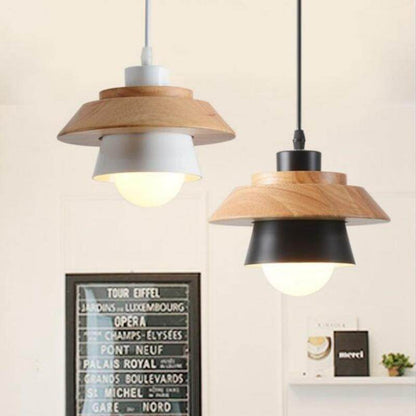 Modern Pendant Lamp Light, Natural Simple Wooden Pendant Light Lighting Fixture For Loft Cafe Bar Living Room Luminaire