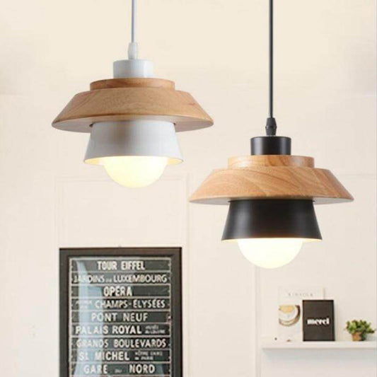 Modern Pendant Lamp Light, Natural Simple Wooden Pendant Light Lighting Fixture For Loft Cafe Bar Living Room Luminaire