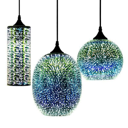 Modern 3D Colorful Nordic Starry Sky Hanging Glass Shade Pendant Lamp Lights E27 LED For Kitchen Restaurant Living Room