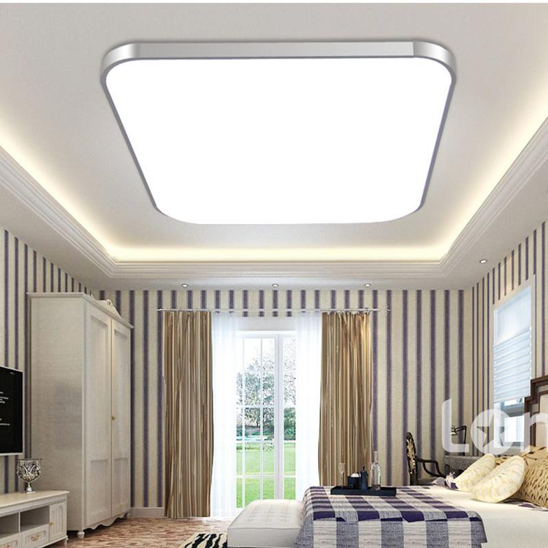 Modern 2.4G RF Remote Control Square Aluminum Acrylic LED Ceiling Lamp Cold White+Warm White Stepless Dimming LED Ceiling Light