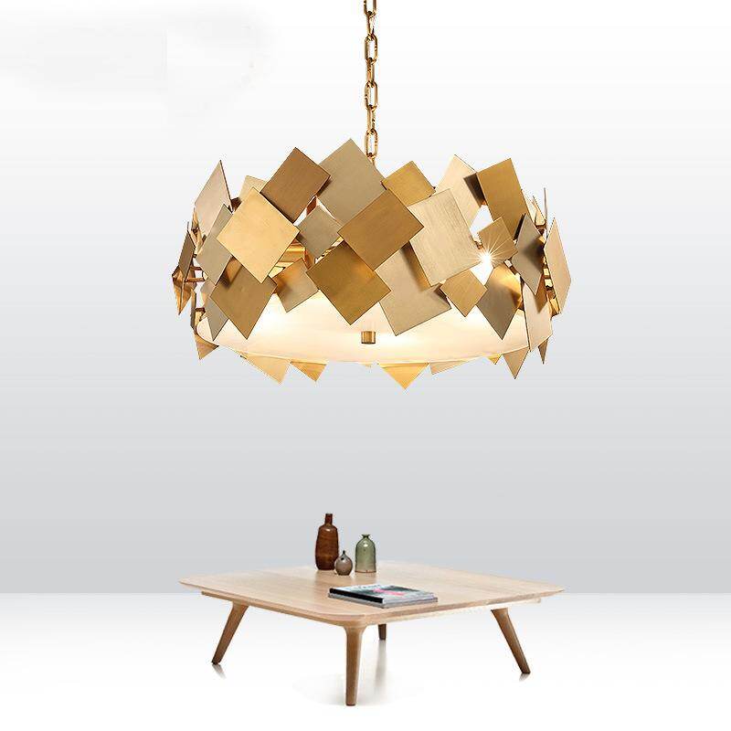 Modern Gold Stainless Steel Pendant Light Luxury Living Room Dinning Room Lustre Pendent American Simple Metal Hanging Light