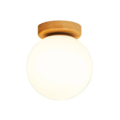 New E27 LED Nordic Solid Wood Ceiling Lamp Fixture Room Decor Lustre Modern Bedroom Glass Ball Ceiling Light
