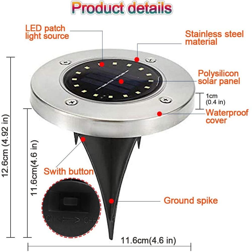 Soalr Garden Light Solar Pathway Lamp Outdoor Disk Light 16led Lawn Lights Garden Decoration Waterproof Solar Lamp Ground Light