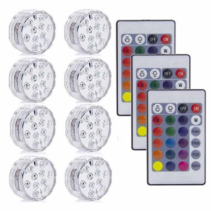 10LED RGB LED Underwater Light Pond Submersible IP67 Waterproof Swimming Pool Light Battery Operated For Wedding Party