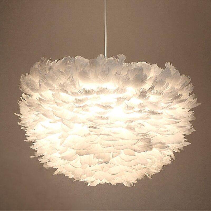 Modern Feather Pendant Lights White Nature Goose Romantic E27 Led Pendant Lamps For Home Lighting Restaurant Bedroom Living Room