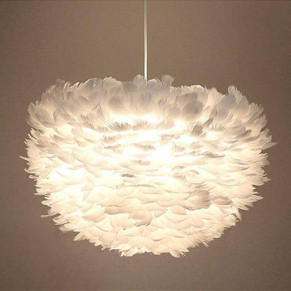 Modern Feather Pendant Lights White Nature Goose Romantic E27 Led Pendant Lamps For Home Lighting Restaurant Bedroom Living Room