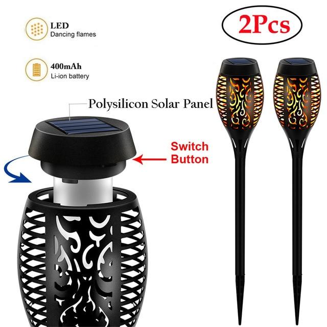 LED Solar Flame Torch Lamp Outdoor Lights Solar Garden Light Flickering Lamp Courtyard Balcony Lawn Path Spotlight ping