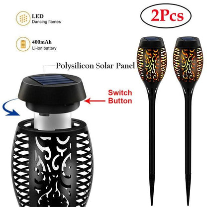 LED Solar Flame Torch Lamp Outdoor Lights Solar Garden Light Flickering Lamp Courtyard Balcony Lawn Path Spotlight ping