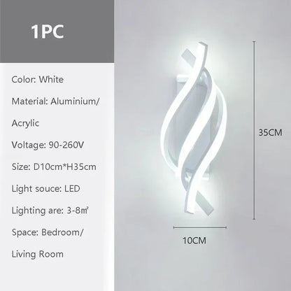 Modern LED Wall Lamp Home Decoration Line Wall Sconce Bedroom Bedside Corridor Backgroud Black White Lighting Lustre