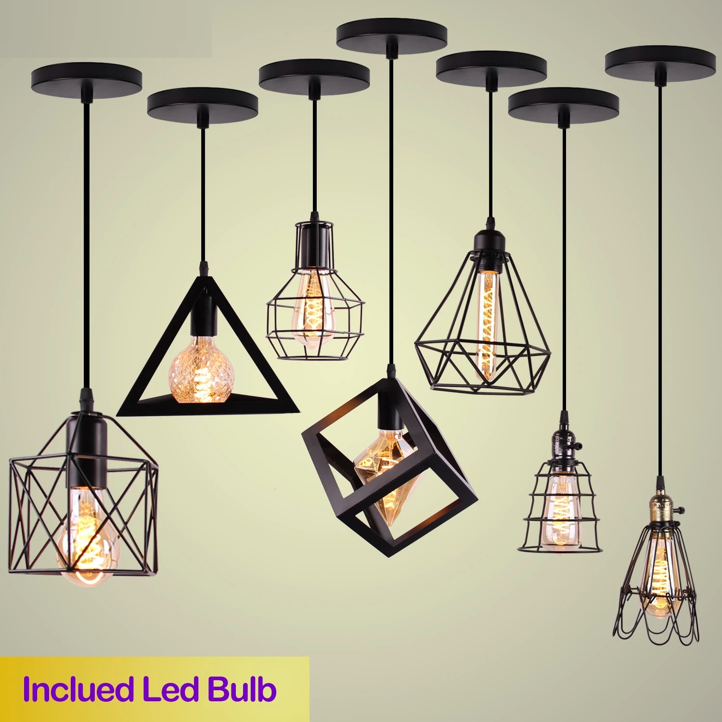 Nordic Pendant Lights Iron Minimalist Loft Cage Pyramid Pendant Lamp Modern Industrial Metal Hanging Lamp Parlor E26 E27 LED NEW