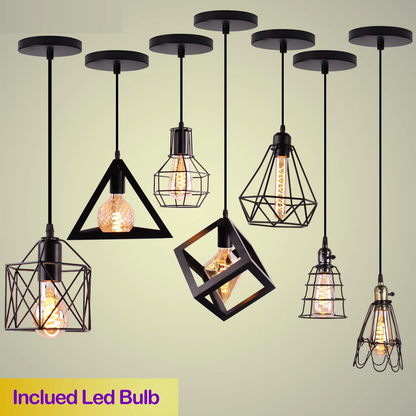 Nordic Pendant Lights Iron Minimalist Loft Cage Pyramid Pendant Lamp Modern Industrial Metal Hanging Lamp Parlor E26 E27 LED NEW