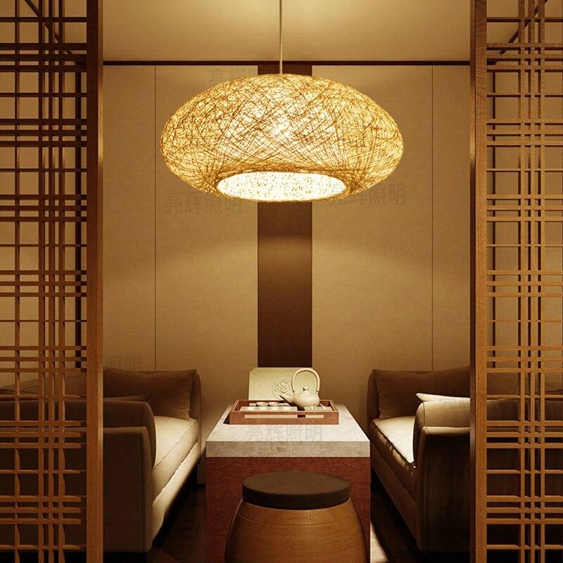 Modern Pendant Lamps Rattan Pendant Light Weaving Round Nordic Hanging Lamp Fixture Luminaire Art Lighting