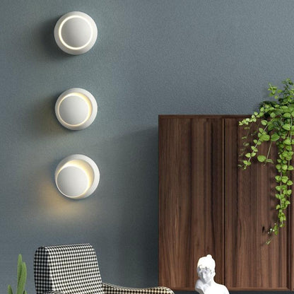 360 Degree Rotary Square Round Bedside Lunar Eclipse Wall Lamp Black and White Living Room Background Wall Stair Decorative Lamps
