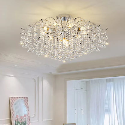 Modern Luxury Crystal Chandelier for Living Dining Room Bedroom Decoration Silver Led Ceiling Lamp Indoor Lighting