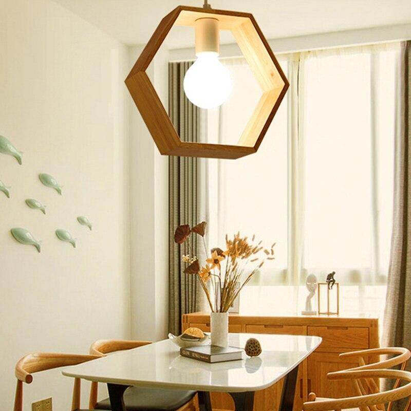 Minimalist Solid Wood Pendant Lights E27 LED Single Head Hanging Lamp For Living Room Bedroom Study Bathroom Restaurant Hotel
