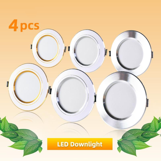 4pcs LED Spotlight 3W 5W 9W 12W 15W 18W LED Lamp AC Silver White Ultra Thin Indoor Round Recessed LED Spot Lighting