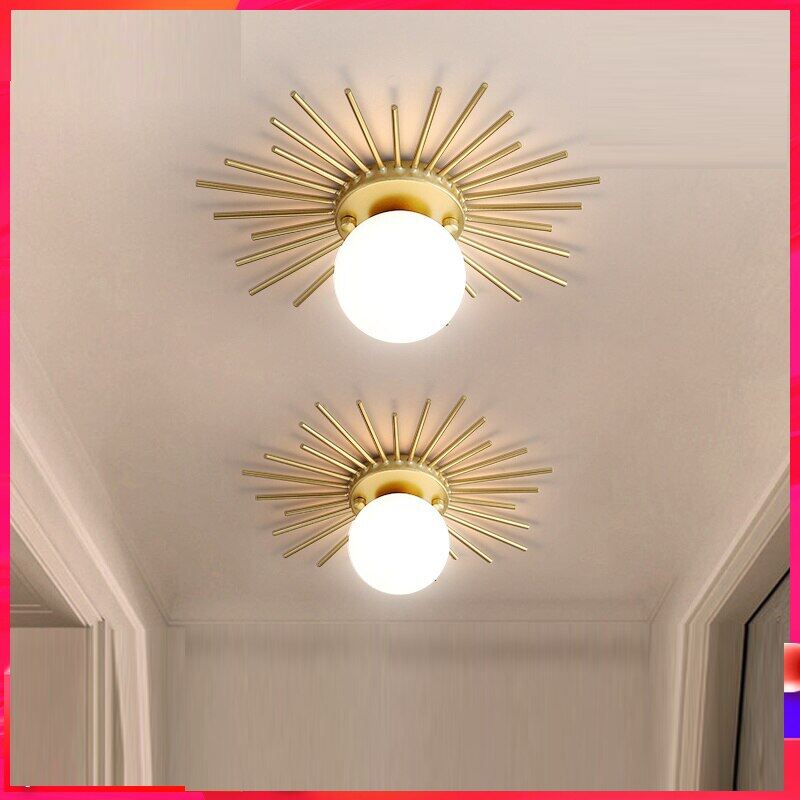 Corridor lights aisle lights creative nordic minimalist modern balcony lights all copper crystal ceiling lights home lights porc