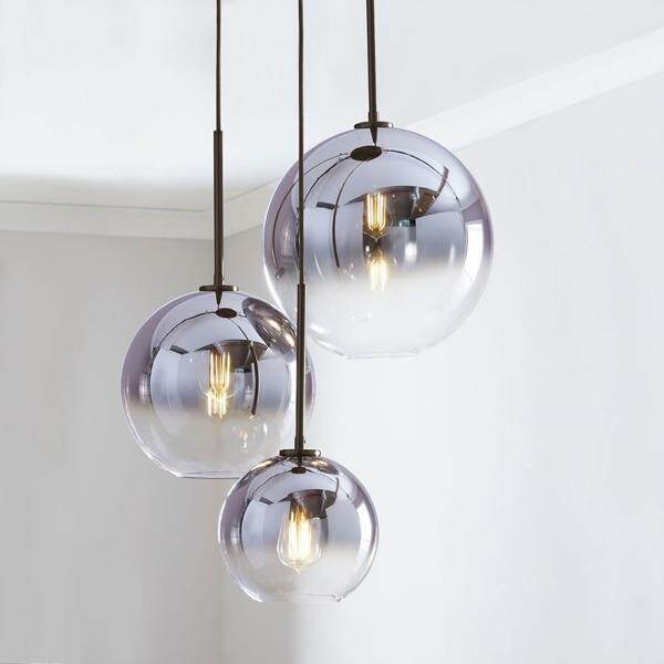 Modern Glass Ball Pendant Light Gradient Color Hanging Lamp Hanglamp Kitchen Light Fixture Dining Living Room Luminaire