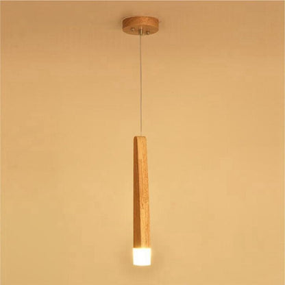 Wood Stick Pendant Lamp Light Modern Bedside Natural Wood Pipe Pendant Lights