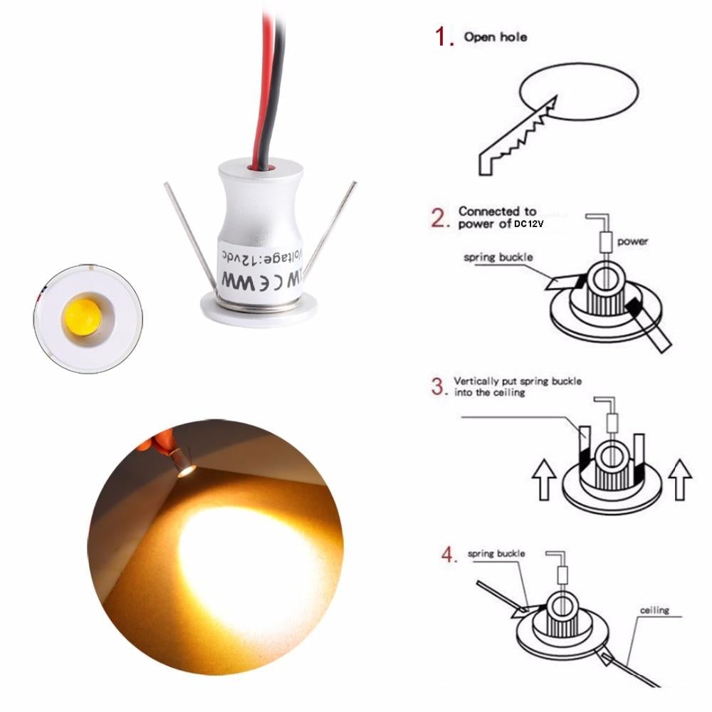 Led Spotlight Cabinet Mini Spot Light IP65 Waterproof 1W 3W Recessed Down Light Cold Warm White Cupboard Showcase use Q