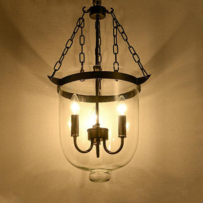 Round American Country Glass Chandelier Candle Lamp Bucket Chandelier