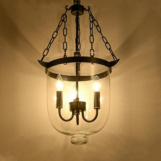 Round American Country Glass Chandelier Candle Lamp Bucket Chandelier