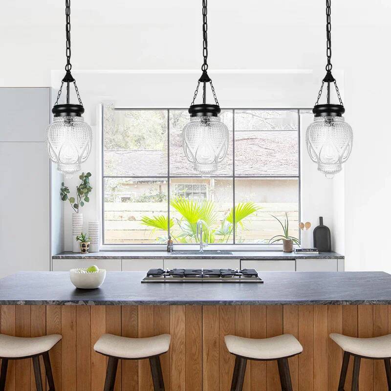 Farmhouse Glass Pendant Lights for Kitchen Island Modern Hanging Chandelier Ceiling Lam