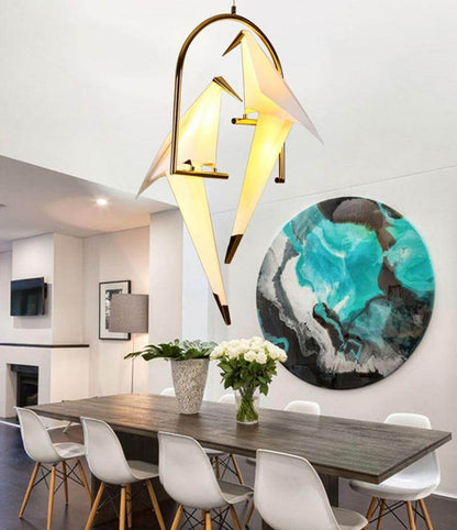 Nordic Bird Iron Pendant Light Paper Crane LED Lamp   Suspension Luminaire Loft Living Room Restaurant Pendant Lamp