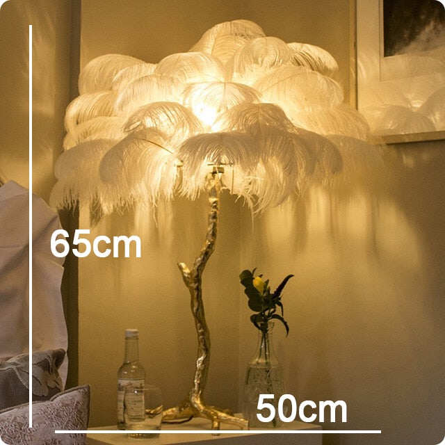 Nordic Luxury Ostrich Feather LED Floor Lamp Copper Brass/Resin Floor Light Art Deco Floor Lamps for Living Room Standing Light