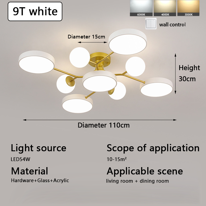 Modern Simple Living Room Lamp Light Luxury Atmosphere Bedroom Ceiling Lamp Personalized Dining Room Light