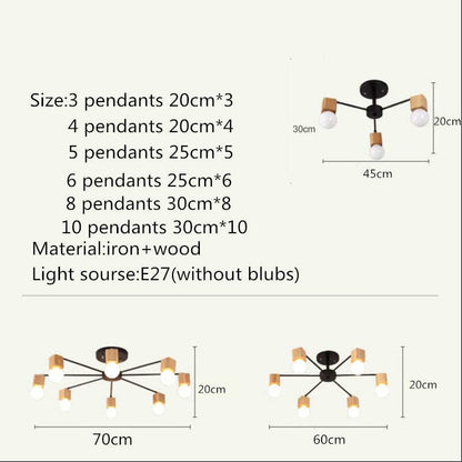 Fashion Modern Lamps LED Pendant Lights Indoor Lighting Wood Lamp Holder Living Dining Room Bedroom Bar Shop Light Fixture