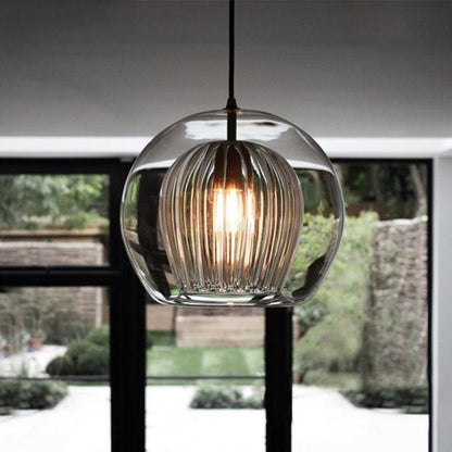 All Copper Dining Room Chandelier Small Table Lamp Household Creative Glass Duplex Staircase Nordic Dining Room Lamp