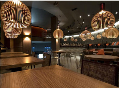 Modern Black Wood Birdcage E27 Bulb Pendant Lights Home Deco Pendant Lamp