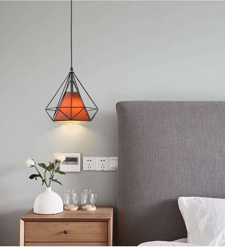 Modern Black Birdcage Pendant Light Iron Minimalist Retro Scandinavian Loft Pyramid Pendant Lamp Metal Cage With E27 ZDD0001