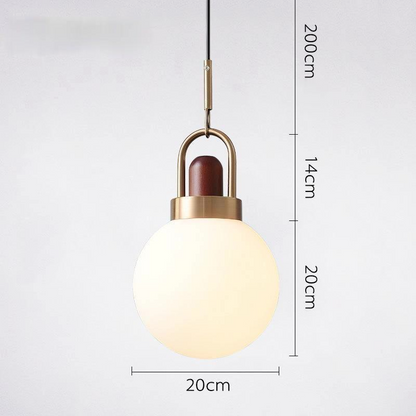 Solid Wood Chandelier Nordic Retro Minimalist Restaurant Shop Bar Bedroom Bedside Balcony Ball Glass Cover