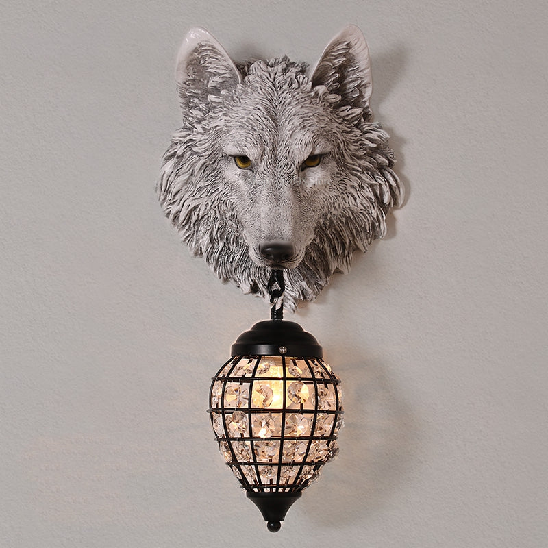 Resin Wolf Wall Lamps Vintage Wall Sconce Light Fixtures for Living Room Bedroom Lamp Led Light