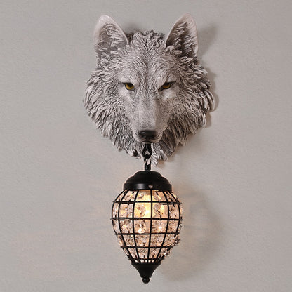 Resin Wolf Wall Lamps Vintage Wall Sconce Light Fixtures for Living Room Bedroom Lamp Led Light