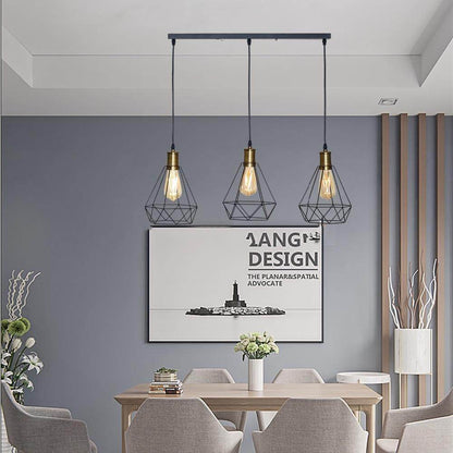 Modern  Industrial Vintage Cage Pendant Light Iron Art Diamond Pyramid Wrought home Ceiling Lamp Suitable for E27 bulbs