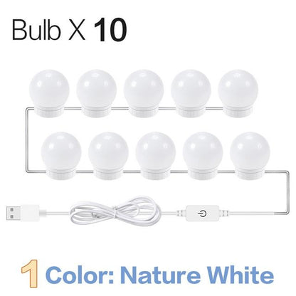 Hollywood Led Makeup Mirror Light 3-color Stepless Dimmable Dressing Table Bathroom Led Wall Lamp USB Make Up Vanity Lighting