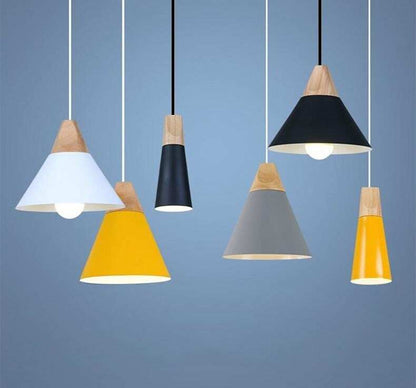 Nordic LED Pendant Lights Dining Room Pendant Lamp Modern Colorful Restaurant Kitchen Coffee Bedroom Loft Hanglamp Wood E27