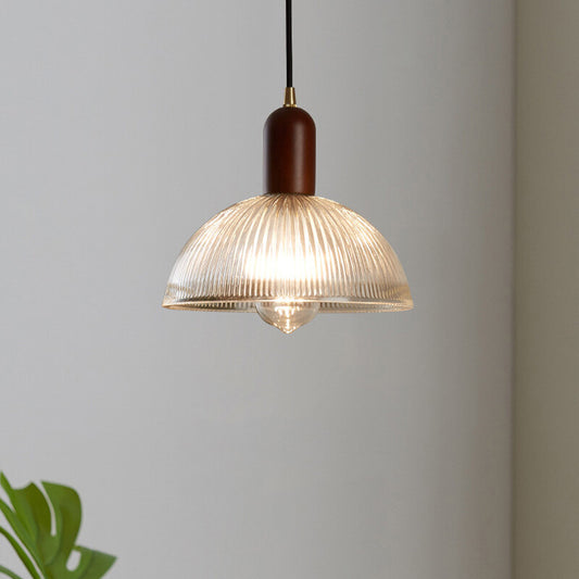 Vintage Modern Glass Pendant Light Restaurant Bar Nordic Retro Wood Hanging Lights Dining Room Bedroom Bedside Decor Pendant Lam