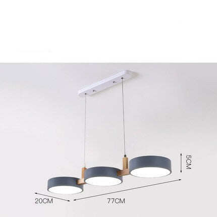 Three Head Restaurant Lamp Modern Simple Makaron Color Bar Bedroom Cafe Chandelier