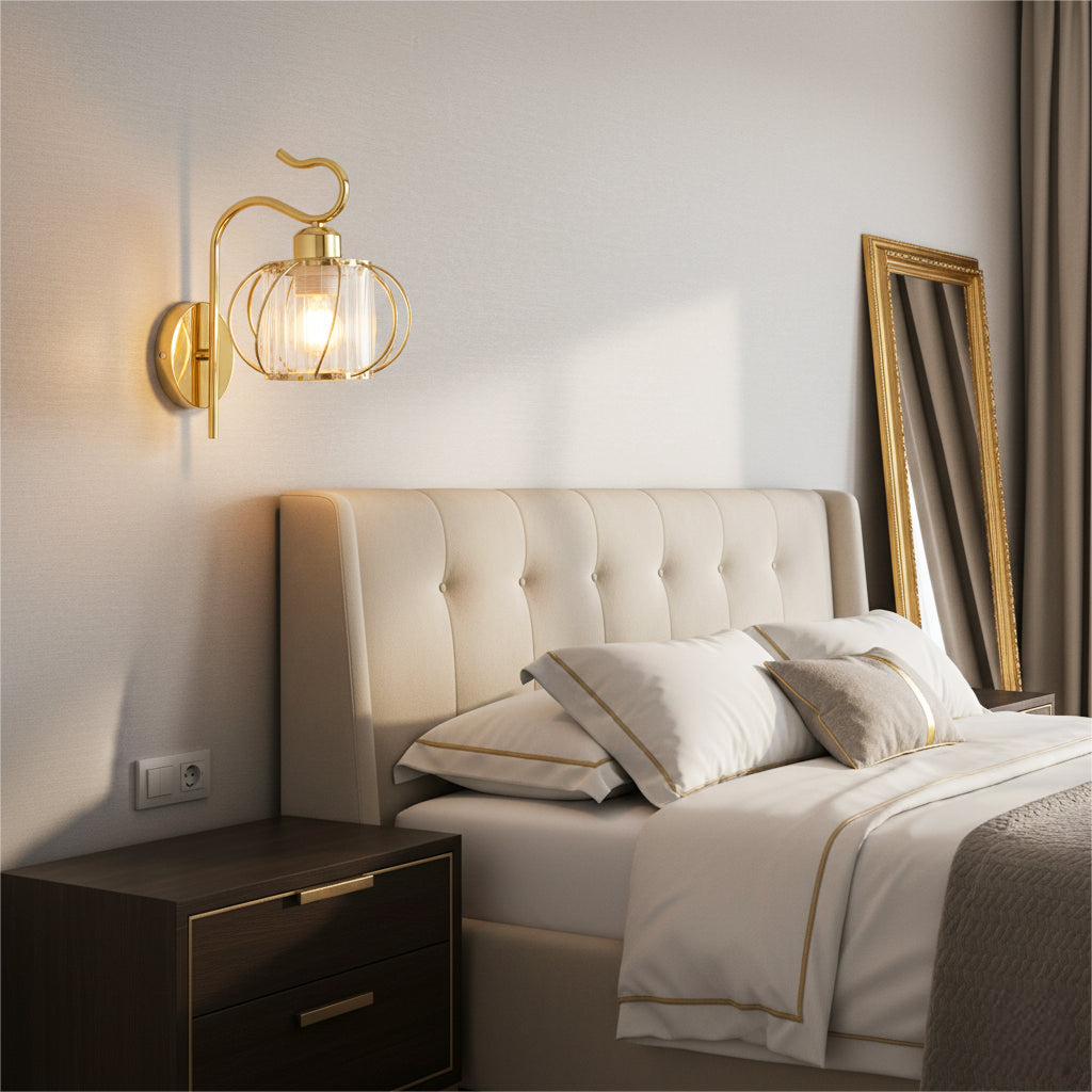 Modern Luxury Gold Wall Lamp Nordic Creative Crystal Sconce Living Room Hallway Bedside Indoor LED Wall Light