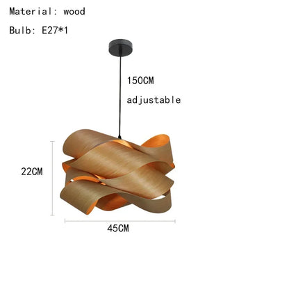 Creative Wooden Skin Pendant Lamp Bedroom Restaurant  Aisle Chandelier Modern Simple Led Decor Lighting Fixtures