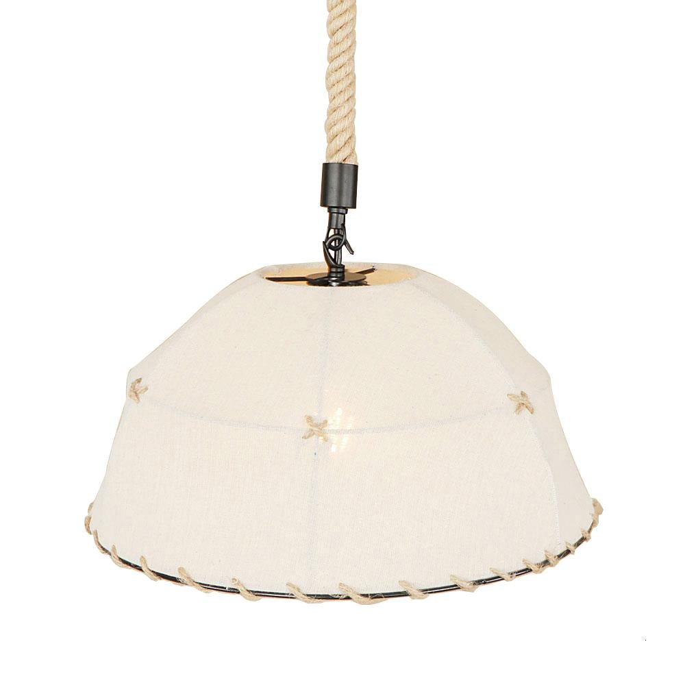 Home Deco Countryside Fabric White Pendant Light LED E27 Simple Hanging Lamp For Lounge Shop Cafe Living Room Bedroom Restaurant